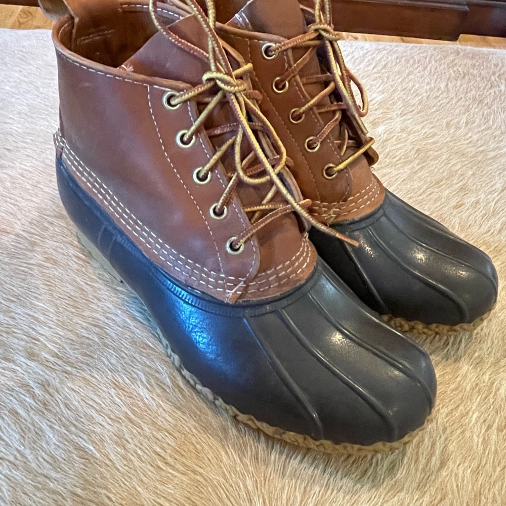 L.L. Bean Brown Leather and Black Rubber Duck Boots